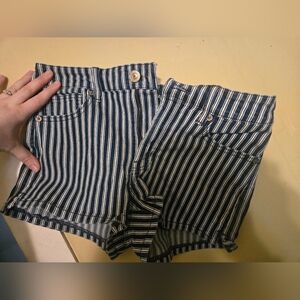 Striped Navy and White Women's Shorts